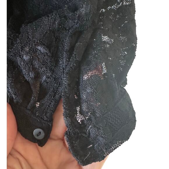 Victoria Secret - Black Lace V-Neck Long Sleeve Blouse - Extra Large - Picture 5 of 9